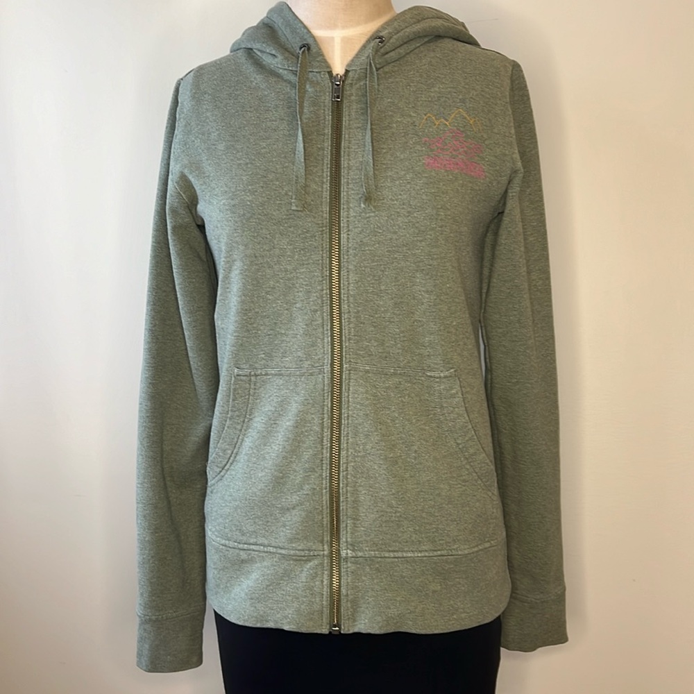 Patagonia full zip green graphic hoody womens small